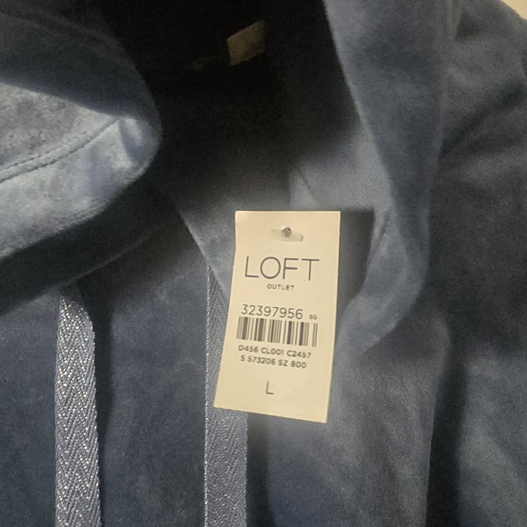 LOFT Ultra Soft Gittery Blue Velour Track Pants & Joggers Large Top/Med Pant - Picture 5 of 7